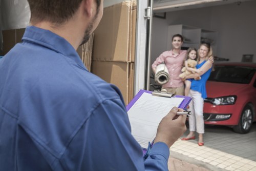 Packed boxes in a Chelsea storage space